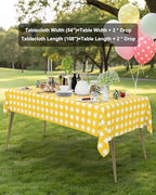 Smiry 8 Packs Gingham Disposable Table Cloth, 54 x 108 Inch Waterproof Plastic Tablecloth, Rectangle Yellow and White Checkered Table Covers for Picnic, Birthday, Party - Image 6