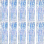 10 Pack Foil Curtain Backdrop Iridescent Metallic Tinsel Foil Fringe Curtains Photo Booth Props for Birthday Wedding Engagement Baby Shower Bachelorette Christmas Holiday Celebration Party Decoration by KEJ