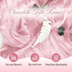Light Pink Boho Cheesecloth Table Runner 12 Pack 17x108 Inch Sheer Gauze - Image 4