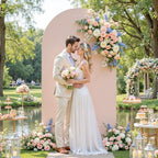 7.2FT Nude Arch Backdrop Cover - Spandex Fitted Wedding Arch Stand Covers Round Top Chiara Arch Backdrop Cover for Birthday Party Banquet Photo Background Decoration - Image 5