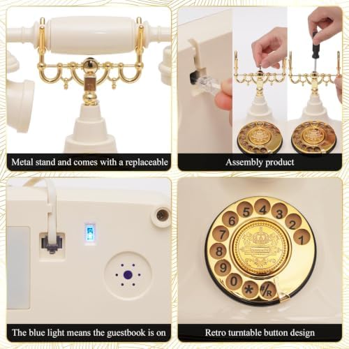UKBW Audio Guest Book Wedding Phone, Audio Phone Guestbook, Record Audio Messages with Guestbook, Guestbook Alternative for Wedding, Birthday Party, Baby Shower, Anniversary, Engagement(Beige) - Image 4