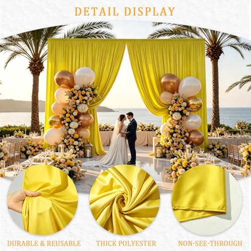 Gallety Yellow Backdrop Curtain for Wedding, Photo Backdrop Curtain for Bridal Shower Decorations - 10FT x 10FT Stage Curtains for Graduation Dances,Birthday,Summer Themed Parties,Photography - Image 3