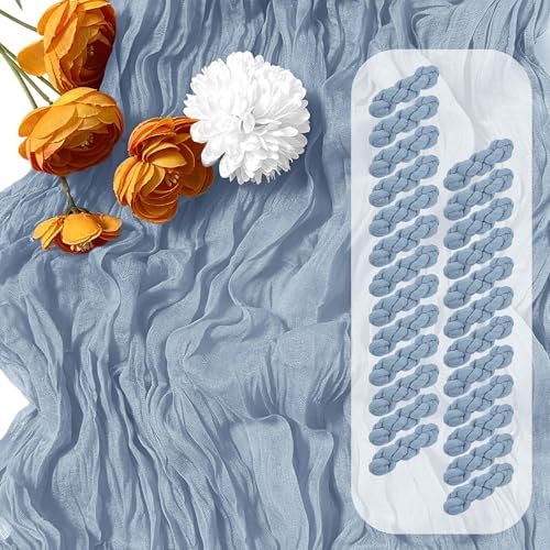25 Pack Dusty Blue Cheesecloth Table Runner 17 x 108 Inch Gauze Table Runner Fabric Semi Sheer Cheese Cloth Table Runner Bulk for Rustic Romantic Wedding Baby Shower Table Decoration by Unknown