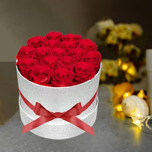 Prifroti 17 Red Flowers in Glitter Box, Birthday Gifts for Women, Preserved Flowers, Mothers Day Roses Gift for Mom - Image 3