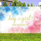 Gender Reveal Decorations Backdrop 12 x 8 ft Blue and Pink Photo Props - Image 3