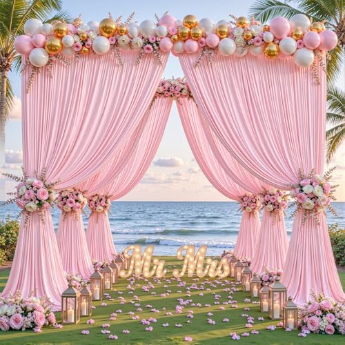 40ftx10ft Wrinkle Free Pink Backdrop Curtain - 10 Feet Photography Backdrop Drapes, Silky Polyester Back Drop Cloth for Wedding Baby Shower Balloon Arch Background - Image 2