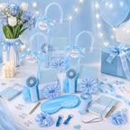 6 Set Summer Baby Shower Prizes for Game Winners, Blue Handheld Fan Favor - Image 3