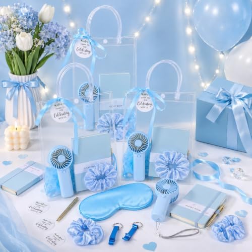 6 Set Summer Baby Shower Prizes for Game Winners, Blue Handheld Fan Favor - Image 3