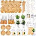 38Pcs Baby Shower Prizes for Game Winners Bamboo Cheese Board Fork Butter Spreaders Coasters Towel Artificial Potted Plant Gift Bag for Baby Shower Bridal Shower Favors (4 Sets, Bamboo Bear Shaped) by WishFond