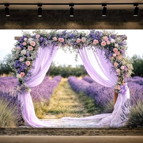 20X10FT Wedding Photography Backdrop Purple Lavender Floral Bridal Backdrop Anniversary Ceremony Background Flower Girl Birthday Party Decorations Baby Shower Banner Mother's Day Photo Booth Props by VeiVian