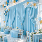 50x10FT Backdrop Curtains with Rod Pockets - Wrinkle Free Photo Stage Backdrop 10 Panels Curtains Drapes for Photography Wedding Party Baby Shower Decorations (Blue) - Image 4