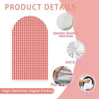 Checkered Gingham Arch Backdrop Cover Red and White Girl Bridal Baby Shower Birthday Party Classic Plaid Pattern Stretchy Arched Photo Booth Decorations 6ft - Image 4