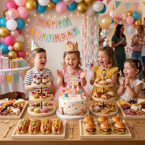 6pcs Wooden Dessert Table Display Set, 3 Tier Cupcake Stand Set with Serving Trays, Rustic Dessert Display Stand, Cake Stand Set for Wedding Dessert Table, Birthday, Baby Shower, Party Food Display, Home Decor - Image 2