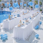 6 Pack White Tablecloths for 6 Foot Rectangle Tables Stretch Tulle Table Cloth Spandex Fitted Table Covers with Ruffle Skirt for Wedding Birthday Bridal Baby Shower Party Banquet Dessert Table Decor - Image 3