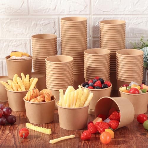 Honeydak 300 Pieces Kraft Paper Cup 8 Oz Disposable Ice Cream Dessert Bowls - Image 4