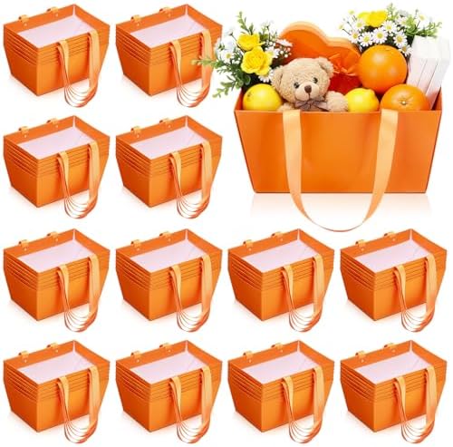 Glenmal 72 Pcs Gift Baskets with Handles Bulk, Empty Kraft,Orange by Glenmal