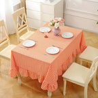 Orange White Gingham Ruffle Tablecloth Square 60"x60" - Image 3