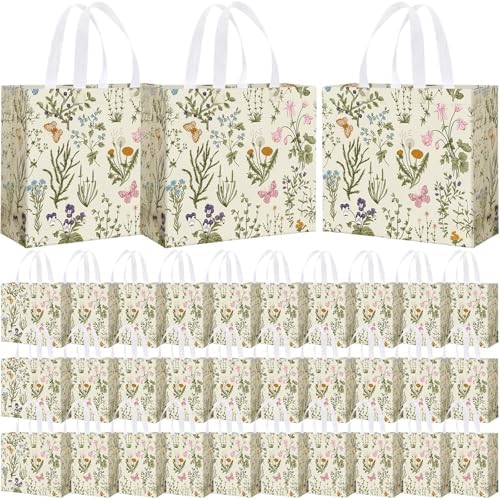Abbylike 30 Pcs Wildflower Large Floral Tote Gift Bags Non Woven Handle by Abbylike