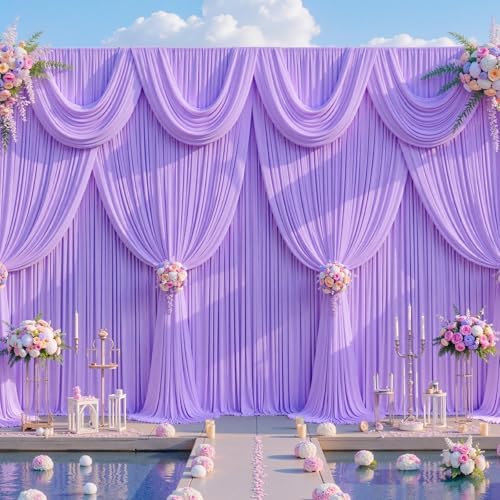 20x10ft Lavender Photo Backdrop Curtains for Parties Baby Shower Light Purple Wrinkle Free Polyester Photoshoot Curtains Drapes Backdrop for Girls Birthday Party Wedding Background 4 Panels 5x10FT - Image 4