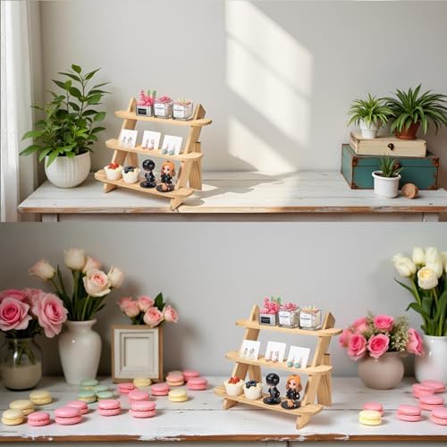 Wooden Display Stand, Tiered Cupcake Stand, 3 Tier Display Stand Riser - Image 2