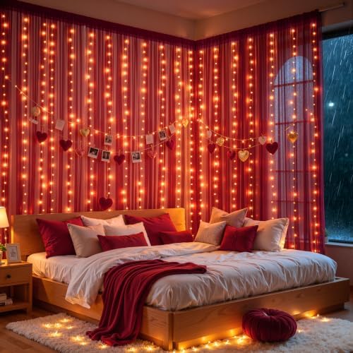 20x10ft Burgundy Tulle Backdrop Curtain with Lights String for Parites, Sheer Backdrop Curtains for Wedding Baby Shower Birthday Party Photo Shoot Decorations - Image 6