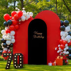 Black and Red Arch Cover 3 Set-7.2FT, 6.6FT, 6FT Arch Backdrop Cover Spandex 2-Color Balloon Arch Stand Covers for Birthday Party Baby Shower Retirement Graduation Photo Background Decorations by Suppromo