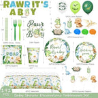 Hombae Dinosaur Baby Shower Decorations Boy, Hatching Soon Baby Shower Party Supplies with Rawr It's a Boy Tableware, Plates, Napkins, Hanging Swirls for Boys Dino Theme Party, Serves 24 - Image 2