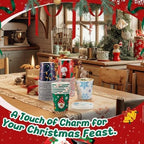 Roshtia 60 Pack 16 oz Paper Food Containers with Lids Ice Cream Pint Containers Soup Cups Freezer Microwave Safe for Desserts Yogurt Party Supplies(Christmas) - Image 6