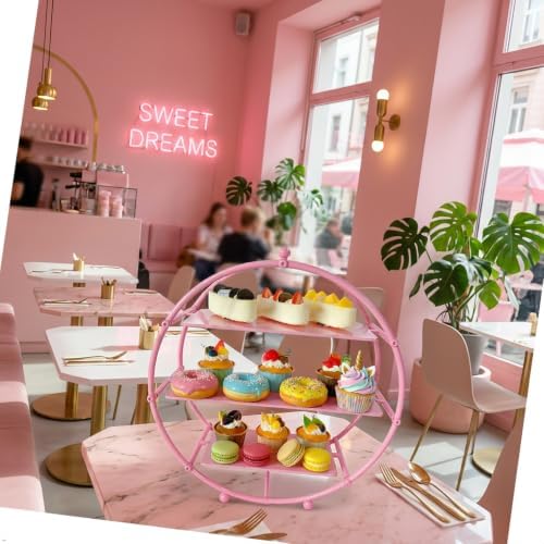 Pink 3 Tier Metal Cupcake Stand Tiered Dessert Display Serving Tray - Image 2
