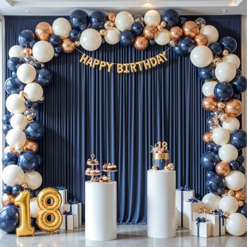 40x10ft Navy Blue Backdrop Curtains for Wedding Parties Wrinkle Free Photo Backdrop Drapes for Photography Birthday Baby Shower Soft Fabric Party Backgournd for Photoshoot 5x10ft, 8 Panels - Image 5