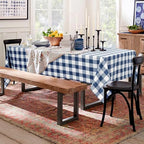 Hiasan Checkered Tablecloth Rectangle 70 x 90 Inch, Navy Blue and White - Image 6