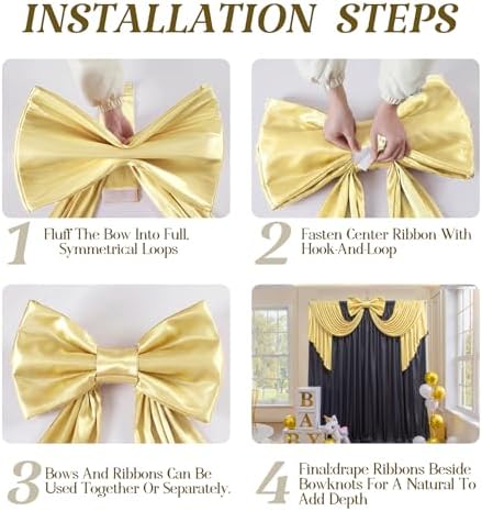 Giant Bow for Backdrop Big Gold Bow 48x24x120 Inch Large Satin Ribbon Bow Wall Decor for Wedding Birthday Baby Shower Party Photo Booth, Washable Reusable Fabric Bow for Nursery Bedroom Door Hanging - Image 5