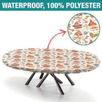 Cartoon Christmas Gnomes & Sweet Fabric - Red Print Oval Tablecloth Fitted Waterproof & Stain Resistant Elastic for Dining Table Buffet Parties and Camping Fits for 54" x 76" Oval Table - Image 2
