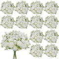 White Artificial Flowers 12 Bundles Silk Floral with Stems by TOBILU