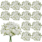 White Artificial Flowers 12 Bundles Silk Floral with Stems by TOBILU