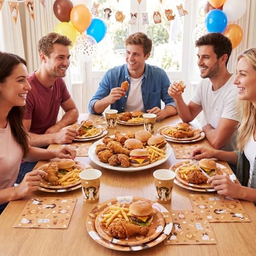 Ziliny 250 Pcs Dog Party Decorations Pet Paw Print Paper Plates Napkins and Cups Brown Puppy Theme Tableware for Doggy Birthday Baby Shower Party Serve 50 Guests - Image 6