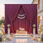 50ftx15ft Burgundy Backdrop Curtains for Parties, Wrinkle Free Polyester Burgundy Photo Backdrop Drapes 10 Panels 15 ft Long Back Drop Cloth for Wedding Birthday Photography Background Party - Image 7