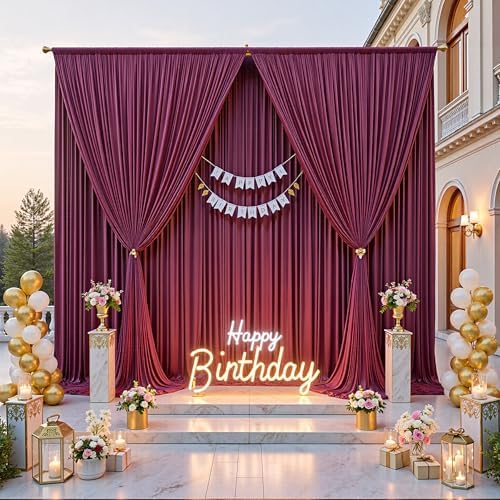 50ftx15ft Burgundy Backdrop Curtains for Parties, Wrinkle Free Polyester Burgundy Photo Backdrop Drapes 10 Panels 15 ft Long Back Drop Cloth for Wedding Birthday Photography Background Party - Image 7
