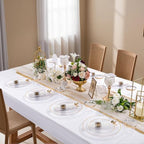 SUT 175 Pcs Gold and Clear Plastic Dinnerware Set for 25 Guests, Include: 25 Dinner Plates, 25 Dessert Plates, 25 Pre Rolled Napkins With Silverware, 25 Cups, Disposable Plates for Party, Wedding - Image 5