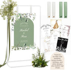 Wedding Sign Holder, Adjustable Welcome to Our Wedding Sign Stand W/Design Bundle & Leather Sign Hanging Straps, Heavy Duty Easel Stand for Sign, Wedding Seating Chart Stand, Easel for Display (White) by Furosa