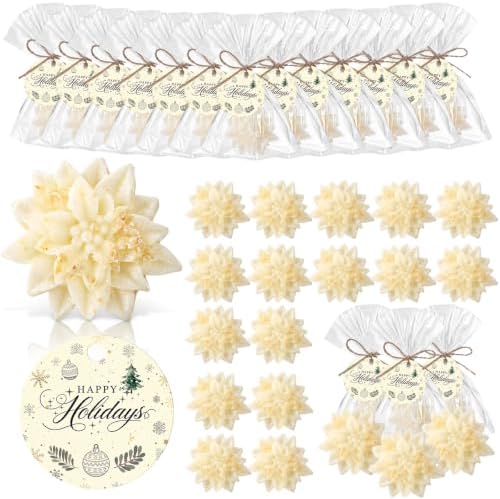Leelosp 24 Sets Christmas Poinsettia Flower Soaps Gifts Bulk Party Favors by Leelosp