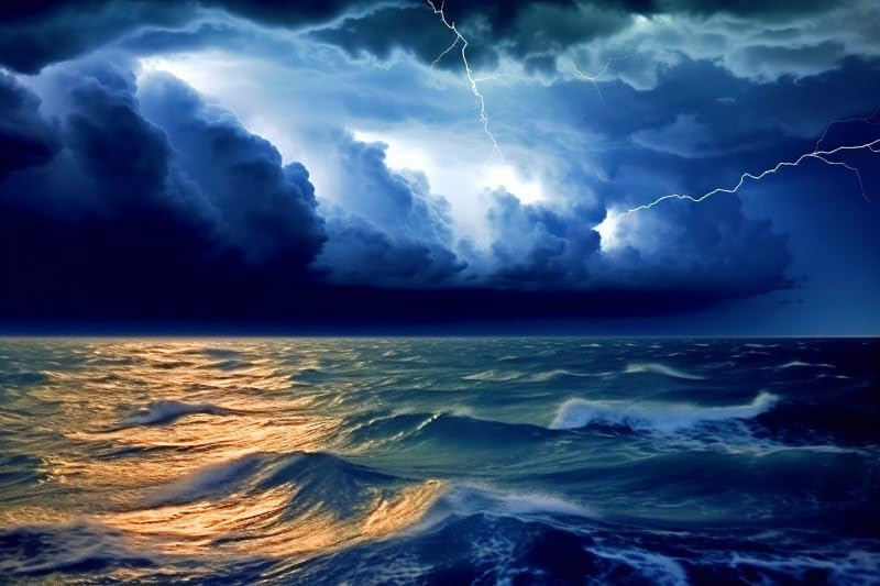 12x6ft Summer Stormy Sea Backdrops for Photography Ocean Wave Adults Kids Portrait Illuminated Lightning Ocean Sea Background Birthday Nautical Pirate Party Decor Banner Photo Props by XMJJKUF