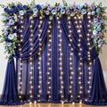 20x10FT Navy Blue Wrinkle Free Backdrop Curtains with Lights String for Parties - Photo Curtain Backdrop with Lights for Wedding Decorations, Bridal Baby Shower Birthday Party Photography Background by WishCare