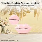 Lip Shape Audio Guest Book Wedding Phone, Motion Sensor to Play Welcome Greeting Voice, Infrared Sensor Voice Recorder, Suitable for Wedding, Hotel Reception, Store Greeting,Pink - Image 2