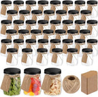 Nitial 50 Pack 5 oz Plastic Jars with Lids Gift, Black, Aluminum Lid by Nitial
