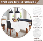 Fitable 2 Pack White Faux Linen Tablecloths Rectangle 60x84 Inch - Image 3