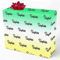 MyPupSocks Customized Name Wrapping Paper, Personalized Gradient Green White & Yellow Wrapping Paper Logo Text Gift Wrap Paper Roll 58x23 for Women Men Kids Boys Girls Baby Christmas 3 Rolls by MyPupSocks