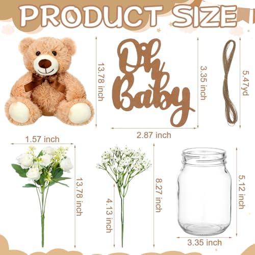 Sliner 4 Sets White Bear Baby Shower Centerpieces Gender Reveal Decorations - Image 3