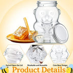 Patelai 24 Pack 9.5 oz Glass Bear Shaped Honey Jars with Lids Reusable Small Tilted Bear Glass Bottles Containers Dispenser for Candies, Birthday Wedding Party Favors (Classic, Silver) - Image 3