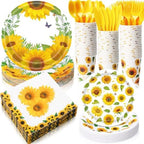 Pickmesh 400 Pcs Sunflower Party Supplies Paper Plates and Napkins Serve 50 by Pickmesh